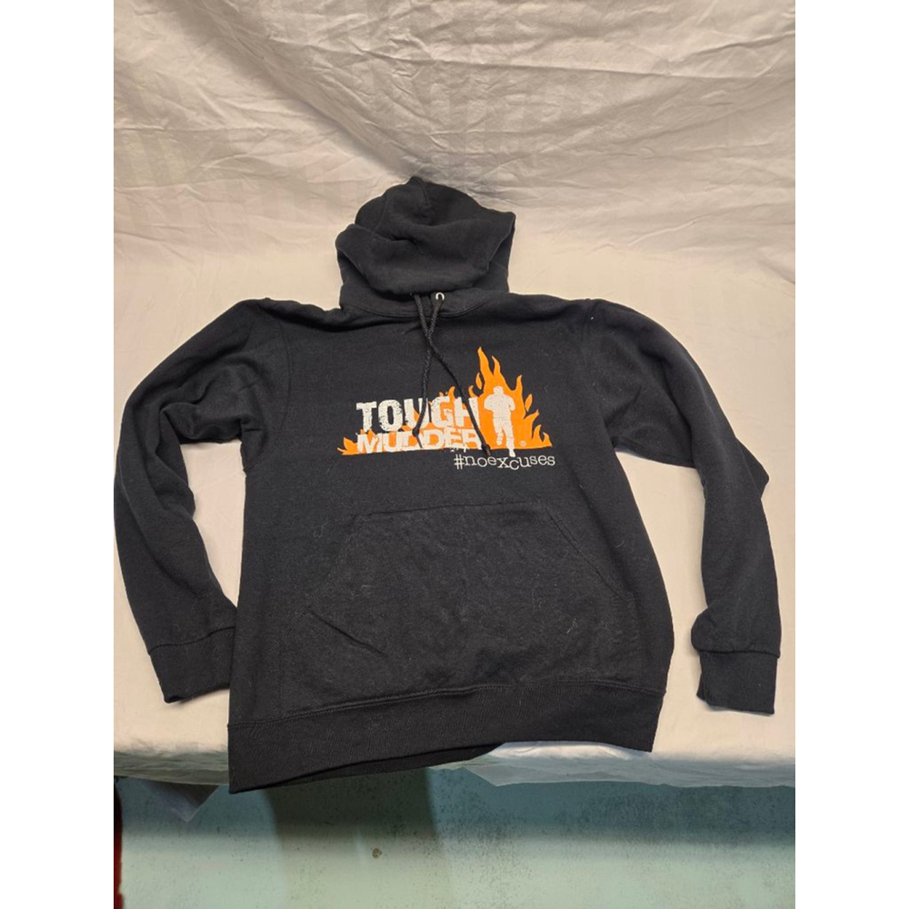 Unisex Tough Mudder Black with Orange Graphic Hoodie Size S